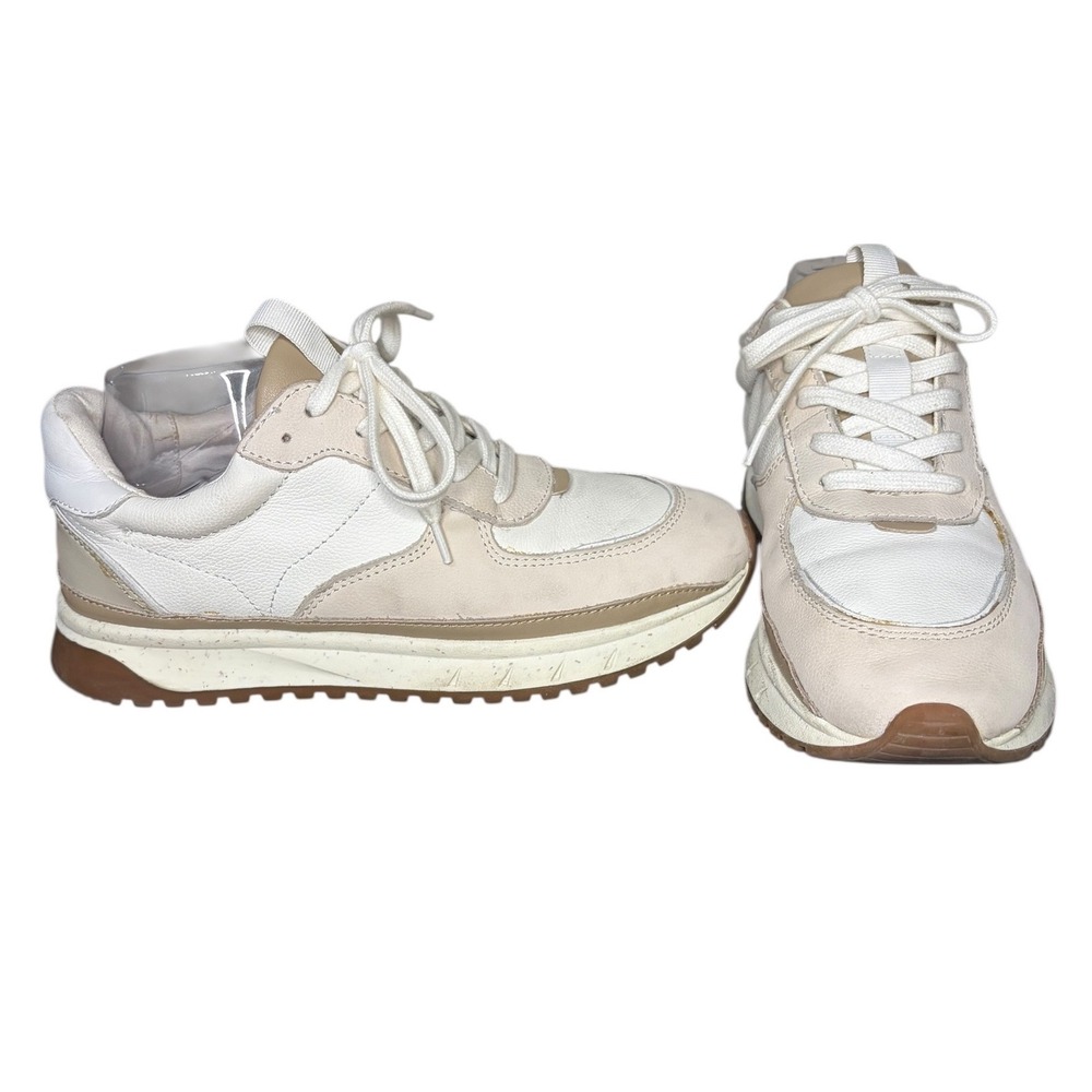 Madewell MWL Kickoff Trainer Sneakers Leather in‎ Antique Cream Multi Size 9